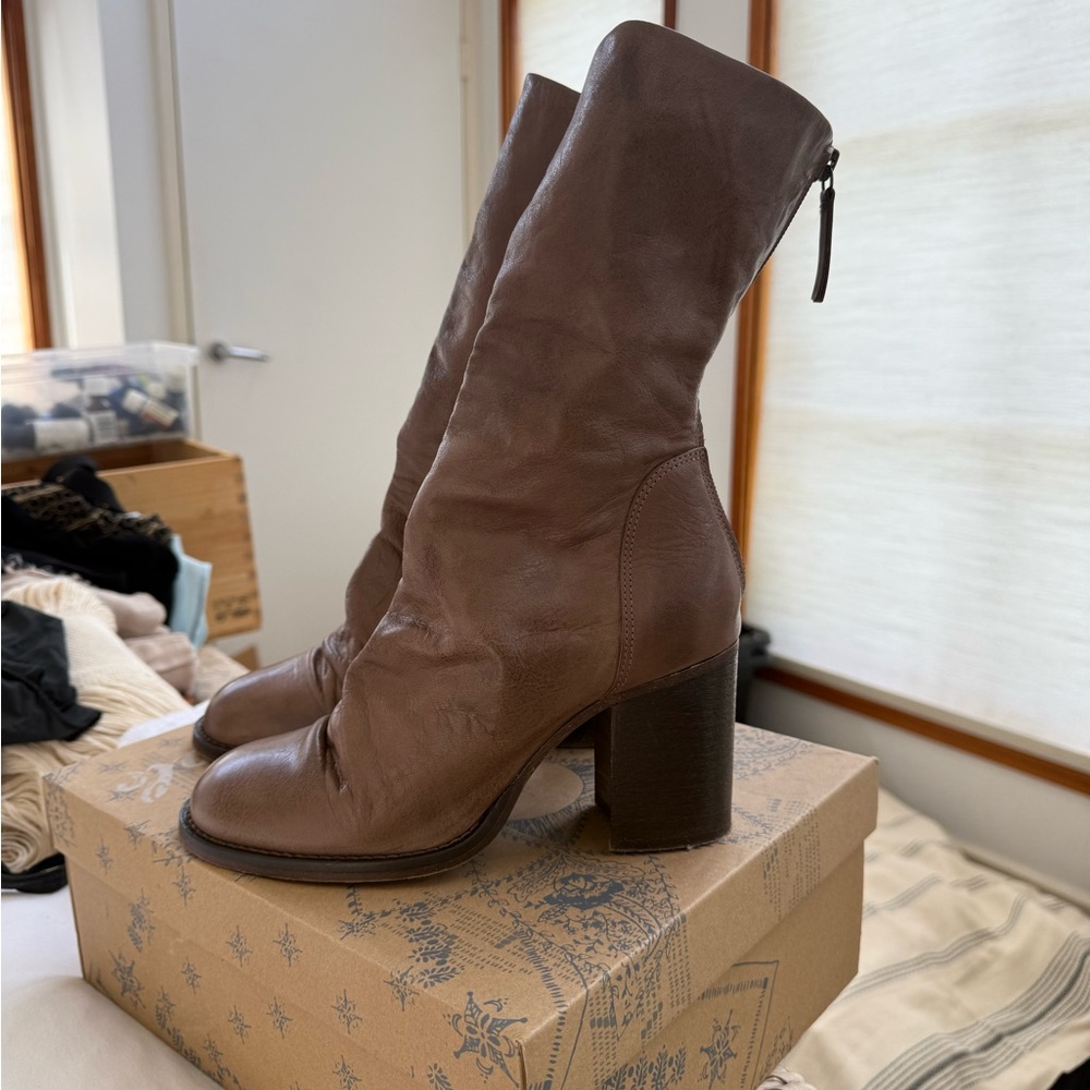 Free People Elle Block Heel Boot Mushroom